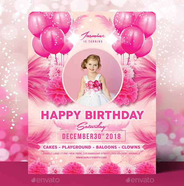 pink kids birthday invitation