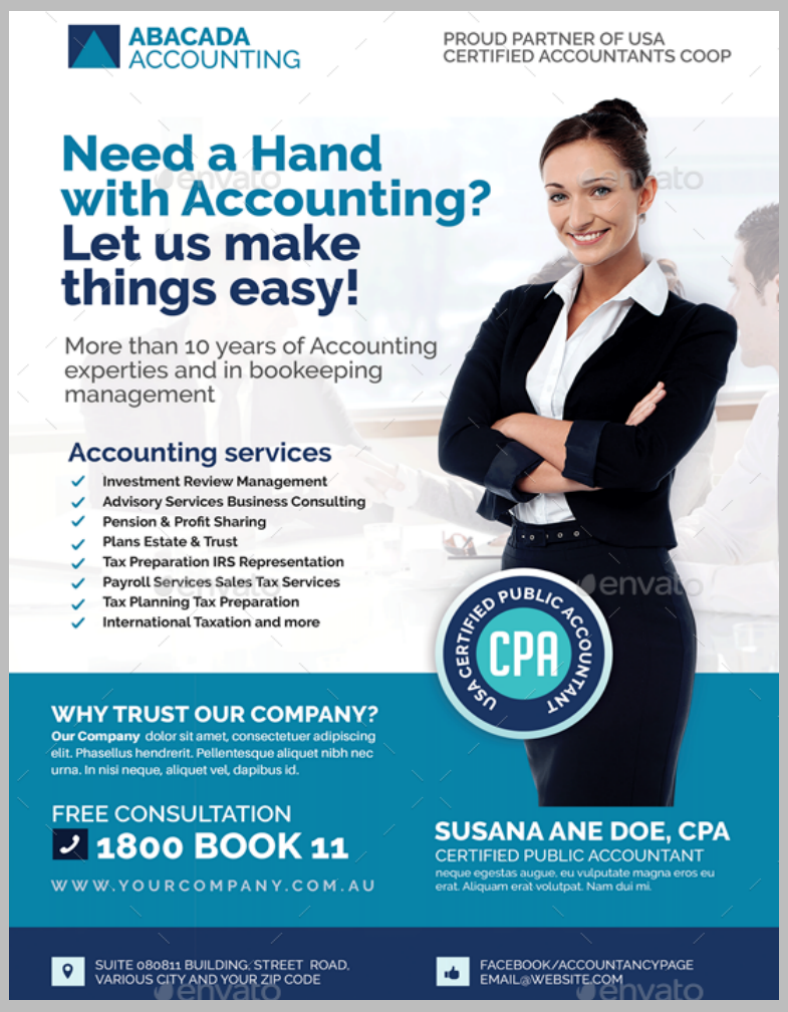 public accounting services flyer template 788x10