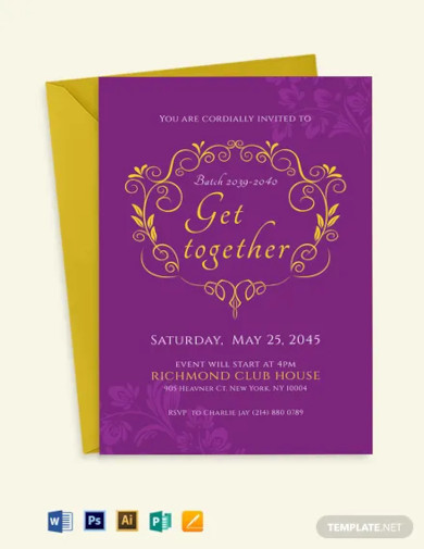 purple gold get together invitation template
