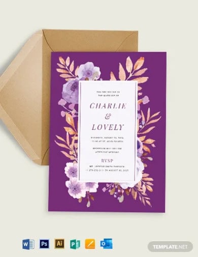 purple wedding invitation template