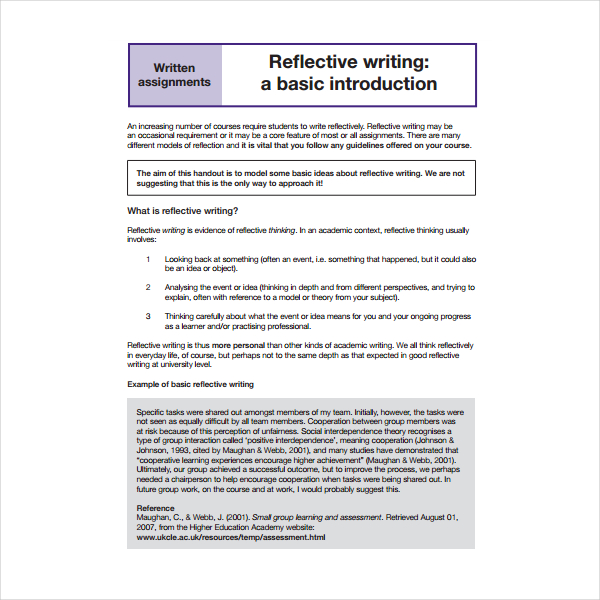 reflective journal assignment listening pdf