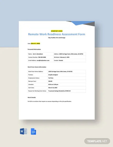 remote work readiness assessment form