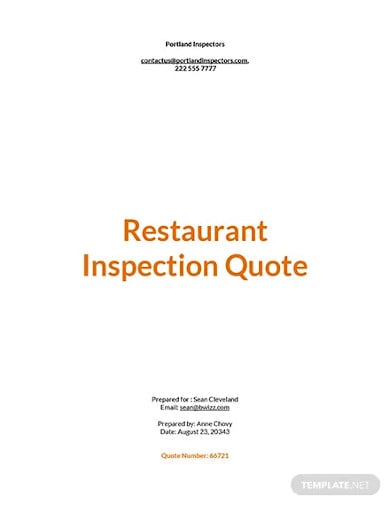 restaurant maintenance quote template