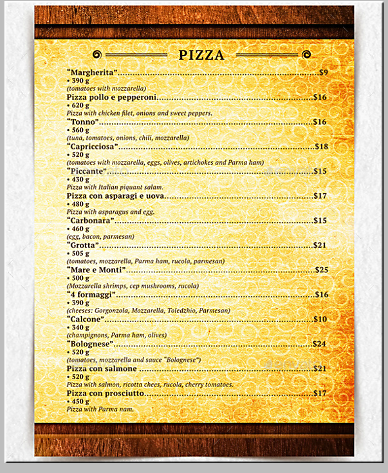 rustic spiral background italian menu template 788x959