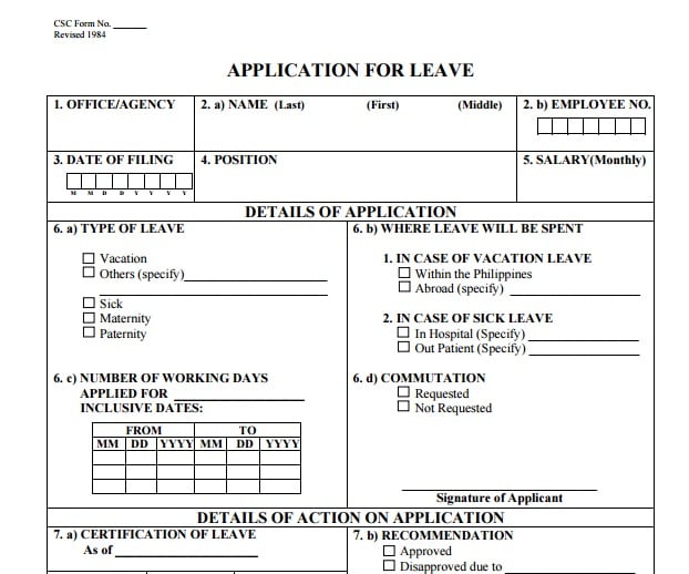 sample application for leave of absence