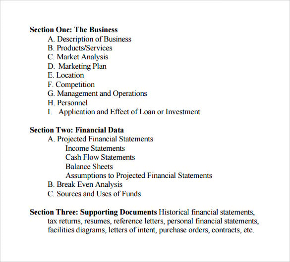 sample business summary template