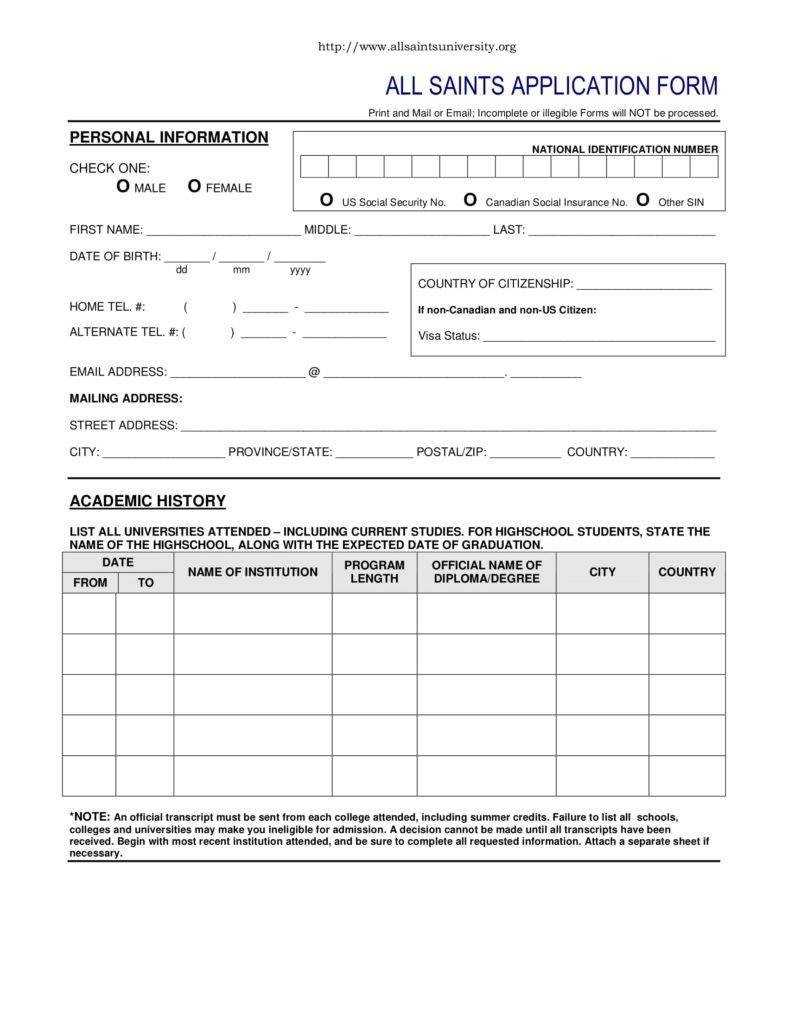 14  College Application Form Templates PDF DOC Docs