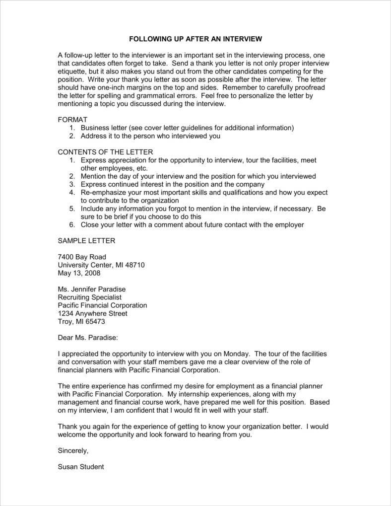 follow up letter after interview