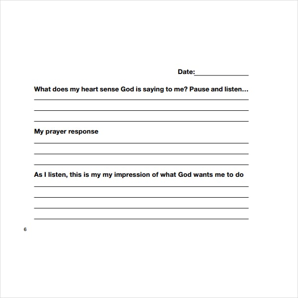 sample prayer journal template