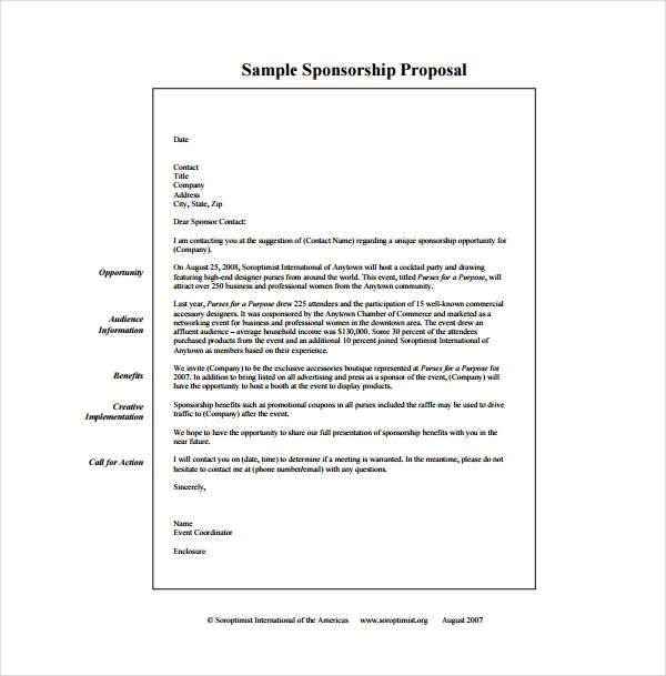 10 Sponsorship Request Letter Templates Doc Pages Docs Outlook Pdf 1988