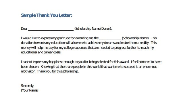 sample thank you letter template