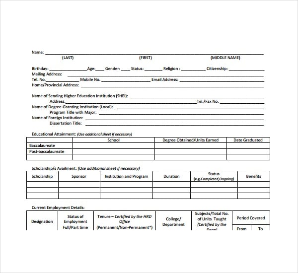 8+ Scholarship Application Form Templates PDF