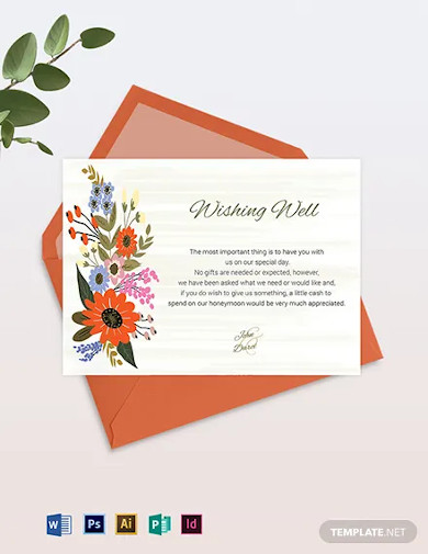 small flower wedding wishing well card template