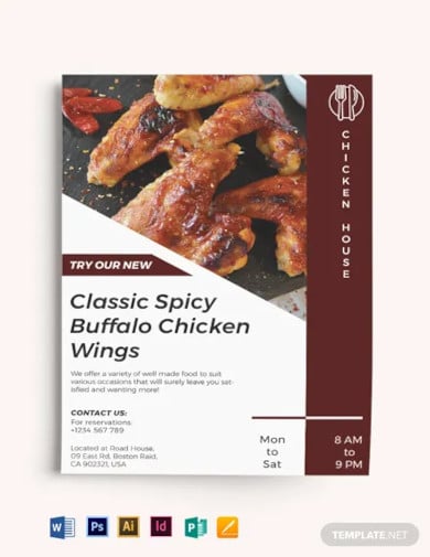 spicy chicken restaurant flyer template