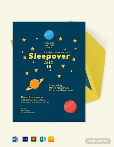 stars sleepover invitation template