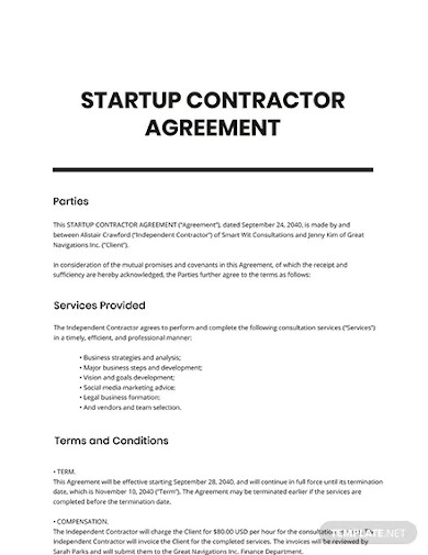 startup contractor agreement template