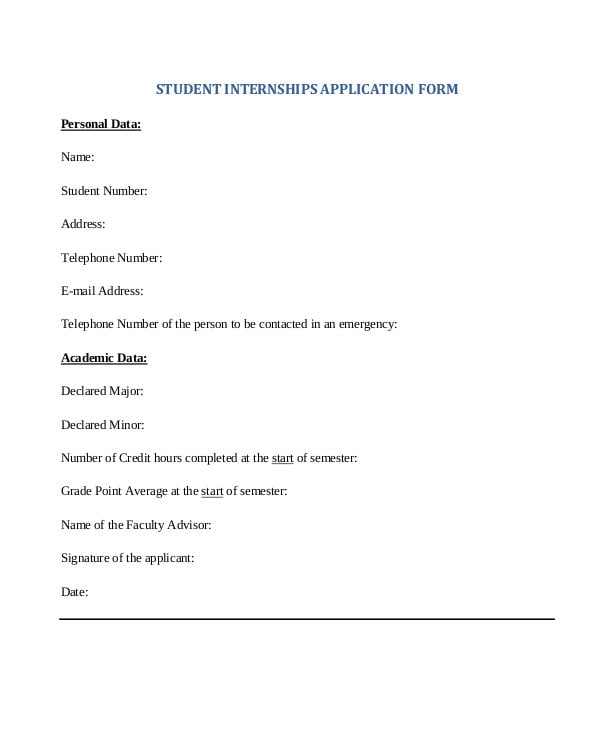 student internship form