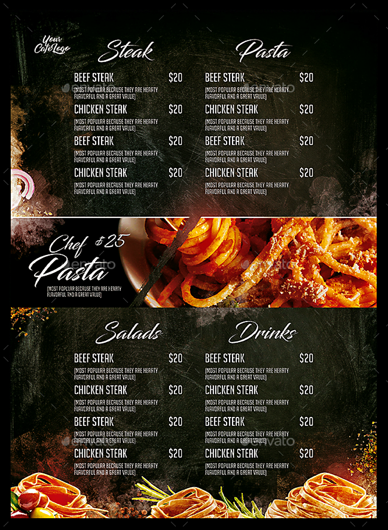 sumptuous pasta italian food menu template 788x1075