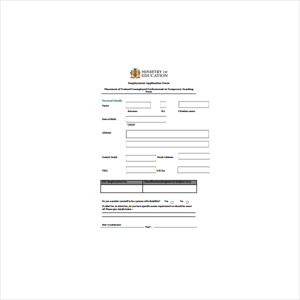 5+ Teacher Application Form Templates PDF