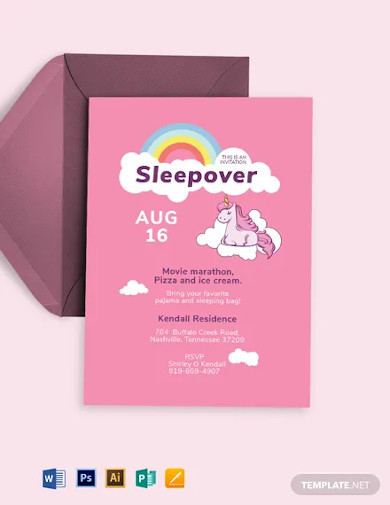 unicorn sleepover invitation template