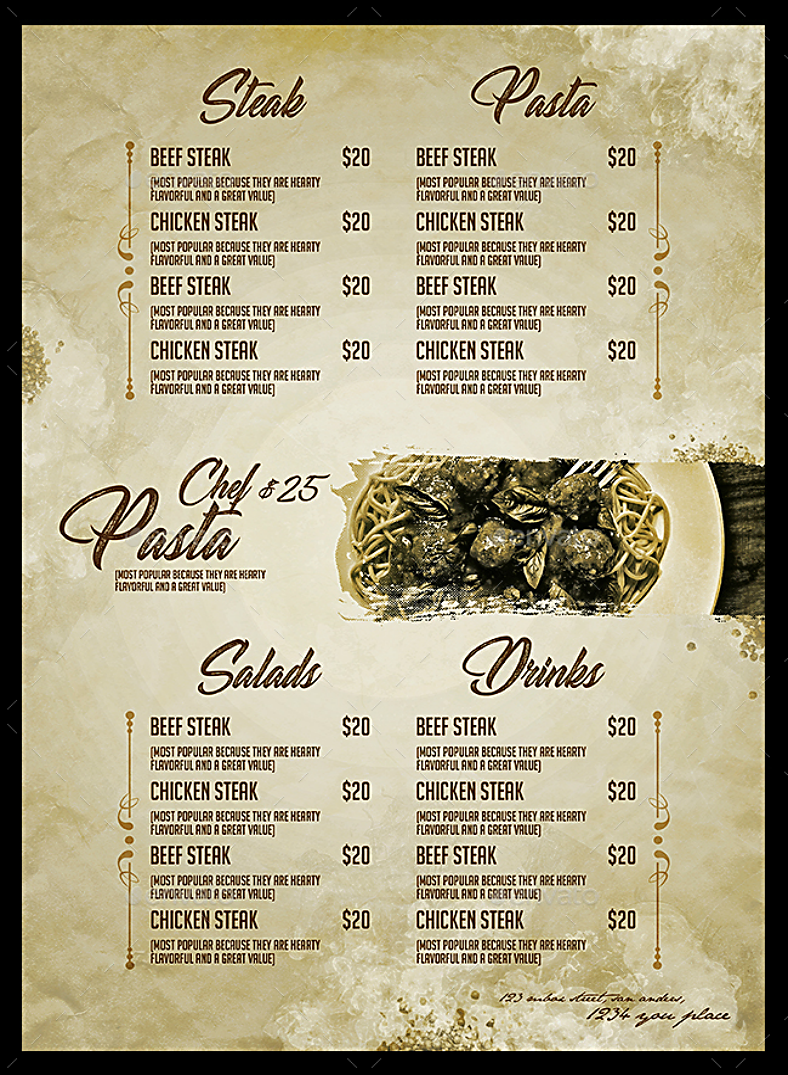 vintage style italian restaurant menu template 788x10