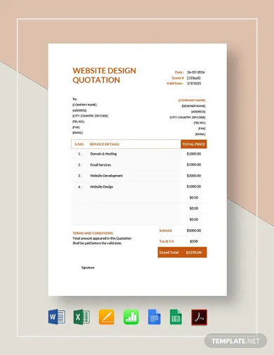 website design quotation template