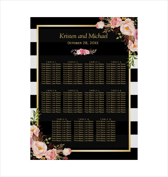 wedding seating chart gold vintage floral