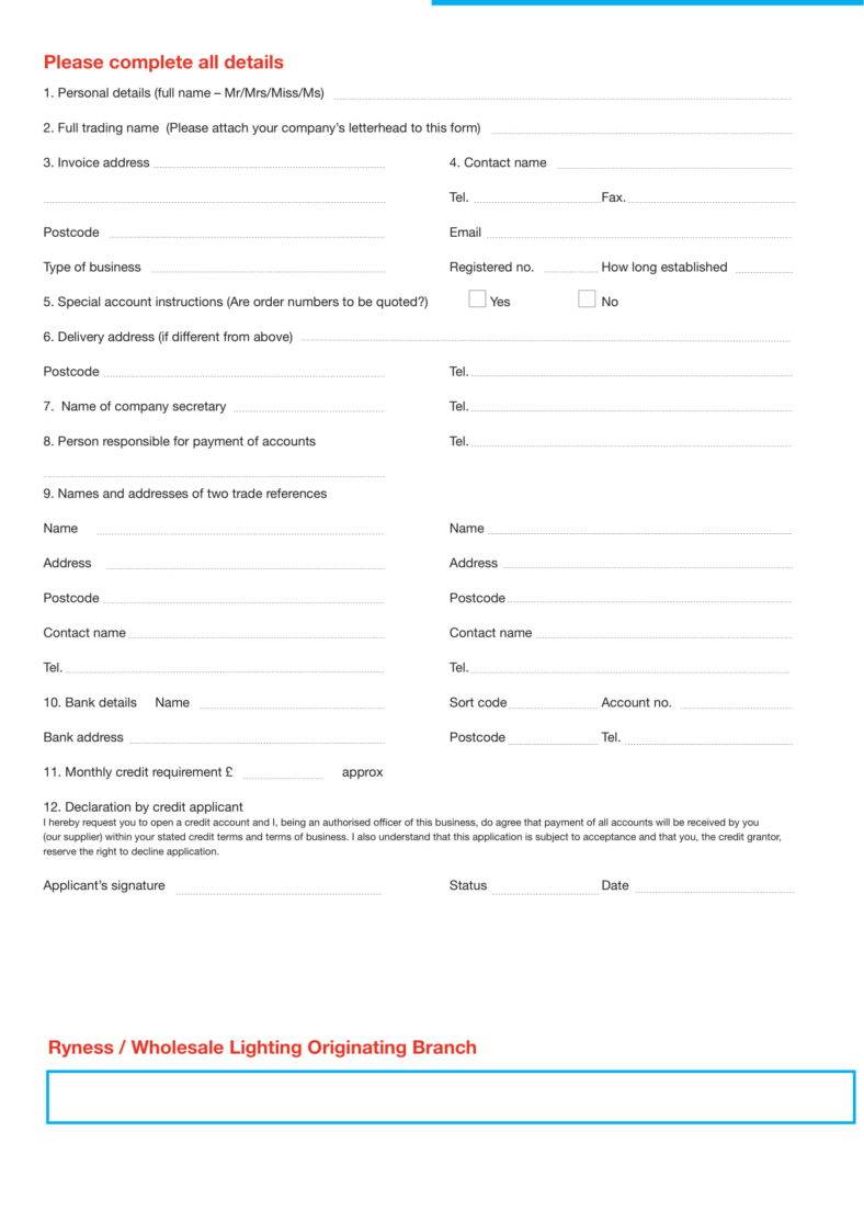 4+ Wholesale Application Form Templates PDF