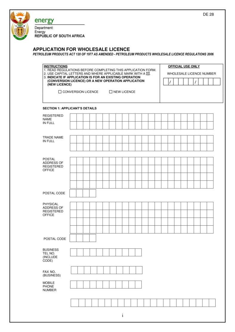 4+ Wholesale Application Form Templates - PDF