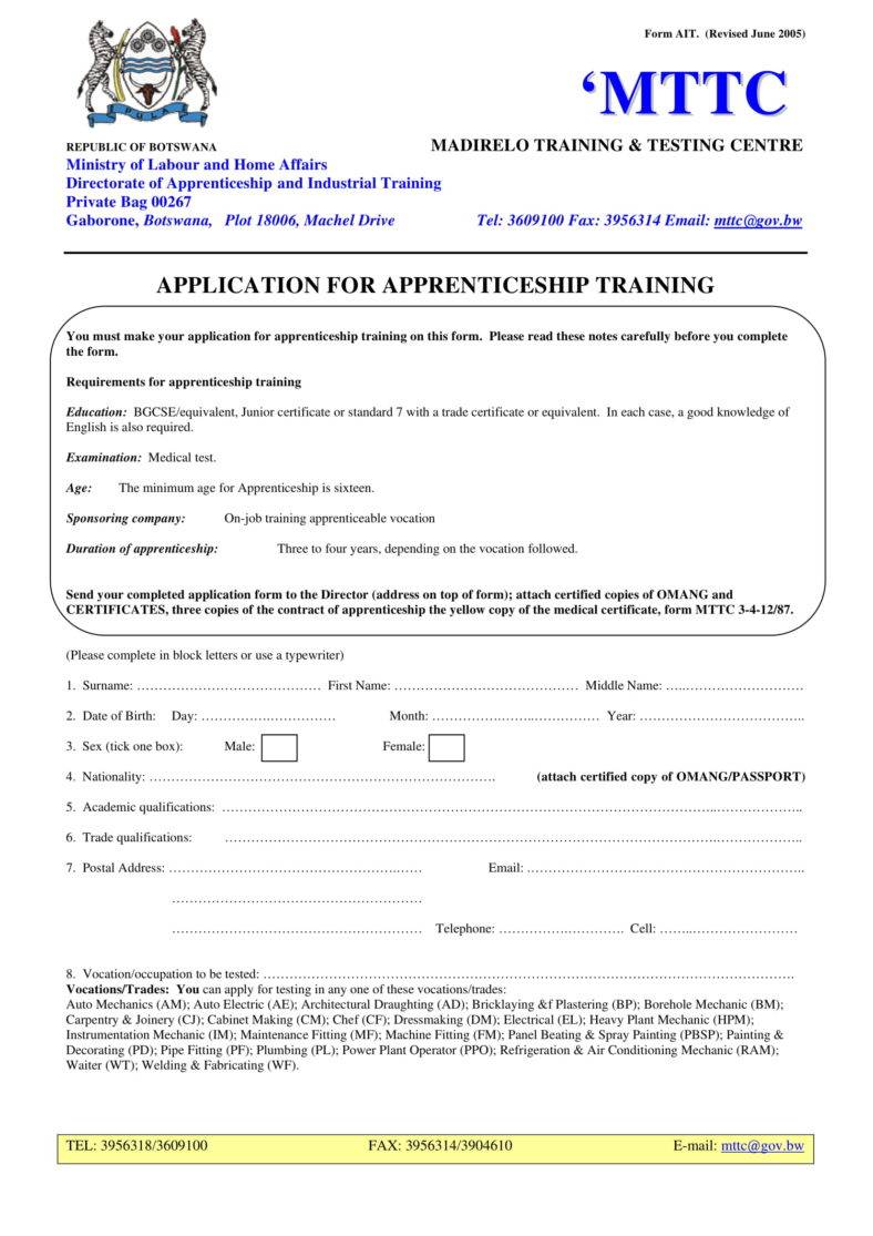 7+ Training Application Form Templates PDF