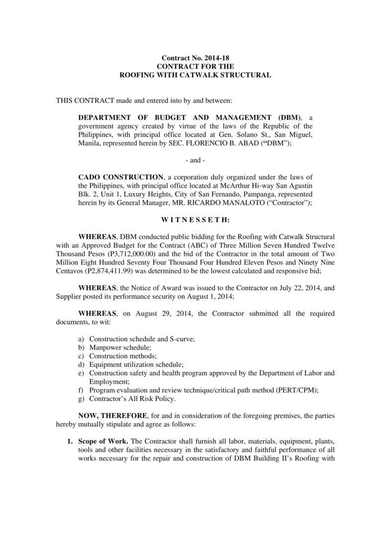 Residential Roofing Contract Template Residential Roofing Contract Template
