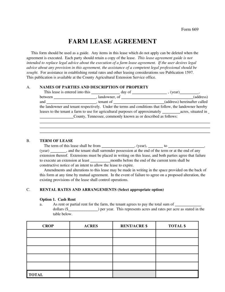 8+ Farm Lease Agreement Templates - PDF, Word | Free ...