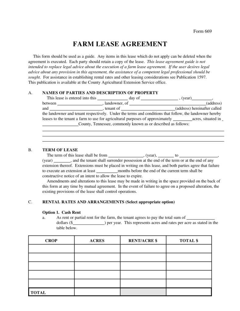 8 Farm Lease Agreement Templates PDF Word