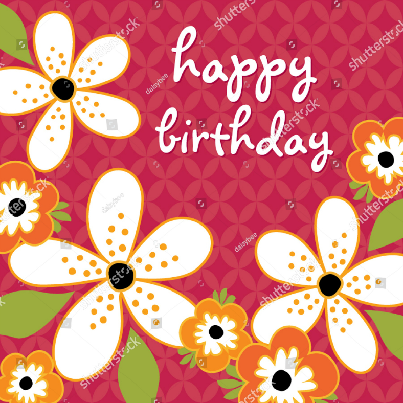 Free Flower details birthday card template to design