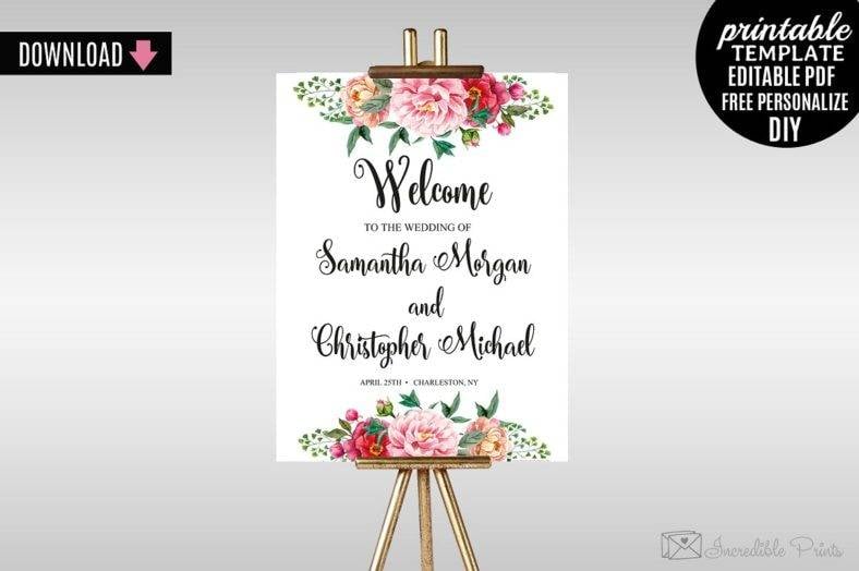 watercolor floral welcome signage template 788x