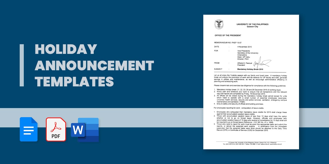 holiday announcement templates – pdf