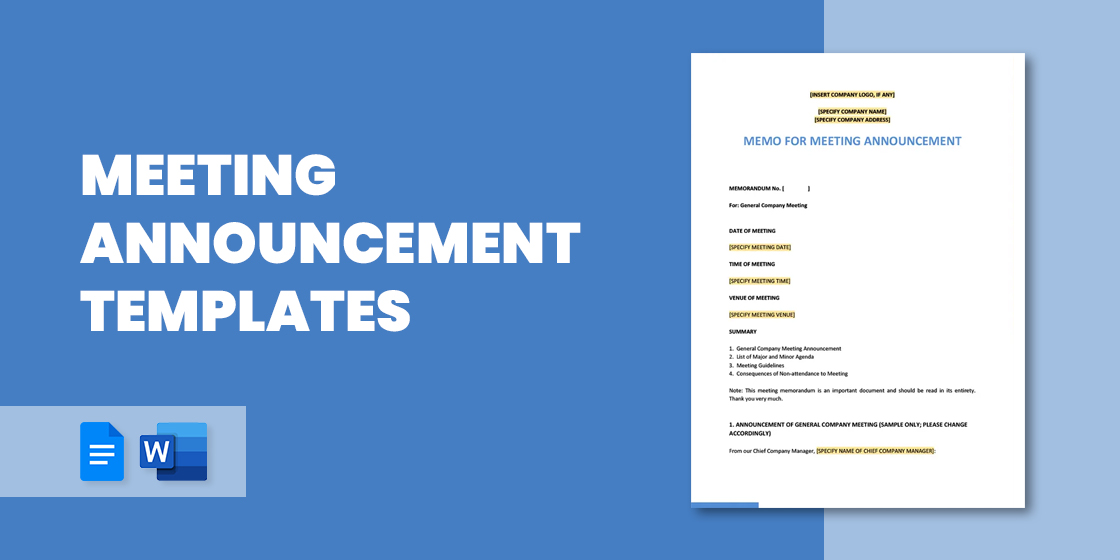 4 Meeting Announcement Templates PDF Word