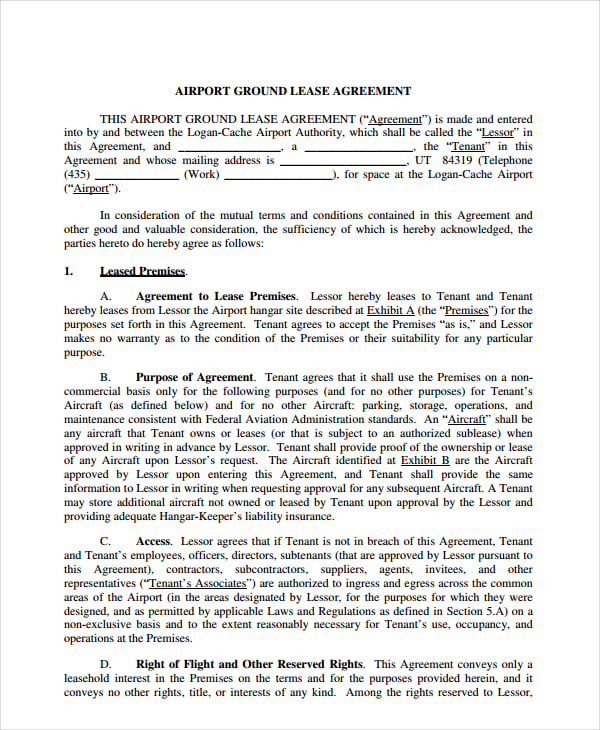 airport ground lease agreement