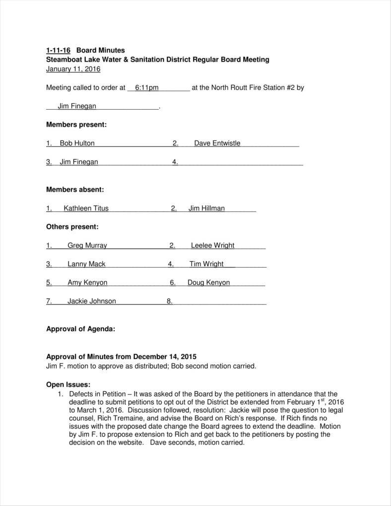 annual board minutes meeting sample summary template 788x1019