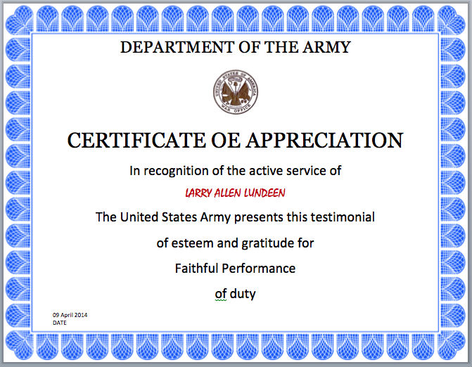 6+ Army Appreciation Certificate Templates - PDF, DOCX | Free & Premium ...