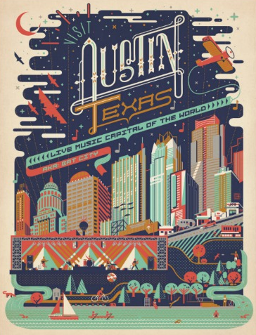 austin texas aka bat city postcard