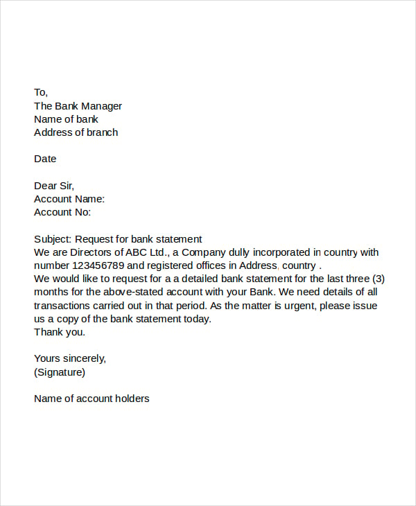 12 Request Letter To Banks PDF DOC