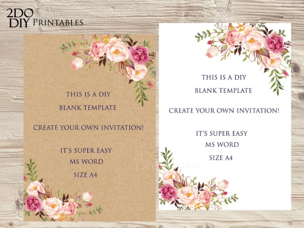 blank diy wedding invitation word template