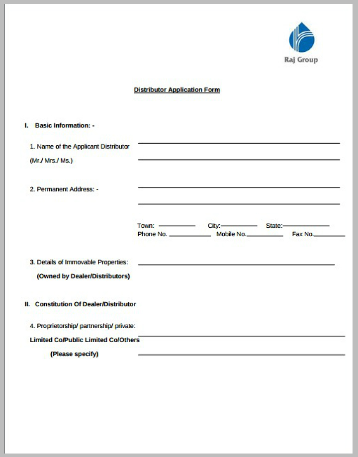 9+ Distributor Application Form Templates PDF