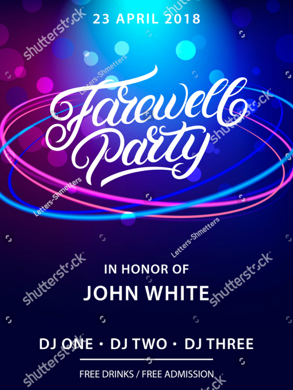 blue modern farewell party invitation