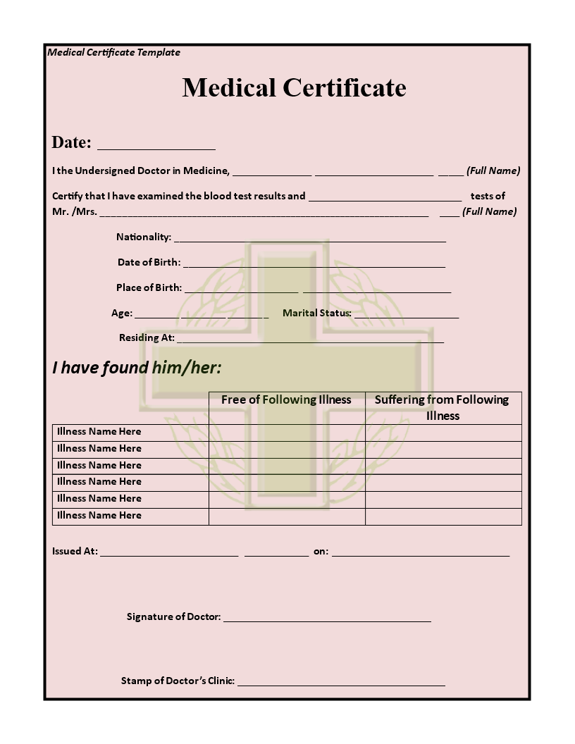22+ Medical Certificate Templates for Sick Leave - PDF, Docs, Word Inside Free Fake Medical Certificate Template