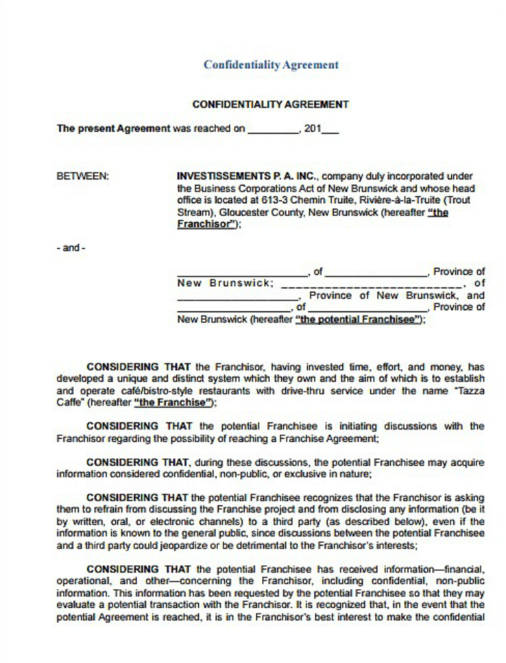 14+ Restaurant Non-Disclosure Agreement Templates - Word, PDF, Google ...