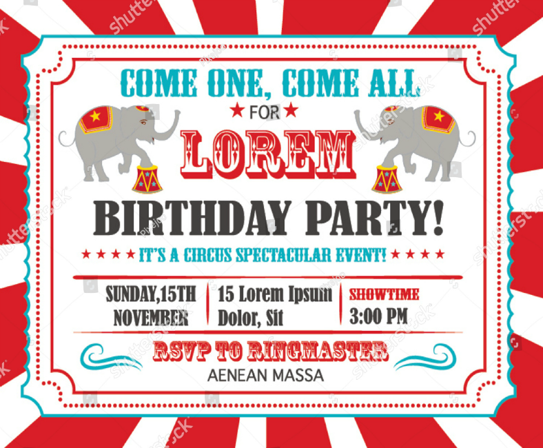 circus themed birthday party invitation 788x650