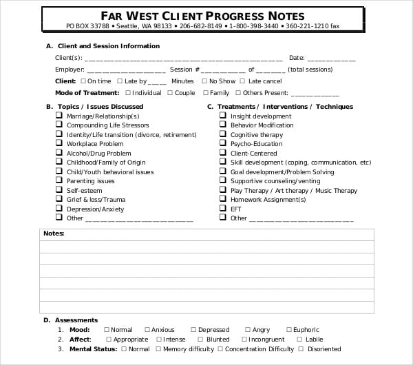 10+ Progress Note Templates - PDF, DOC