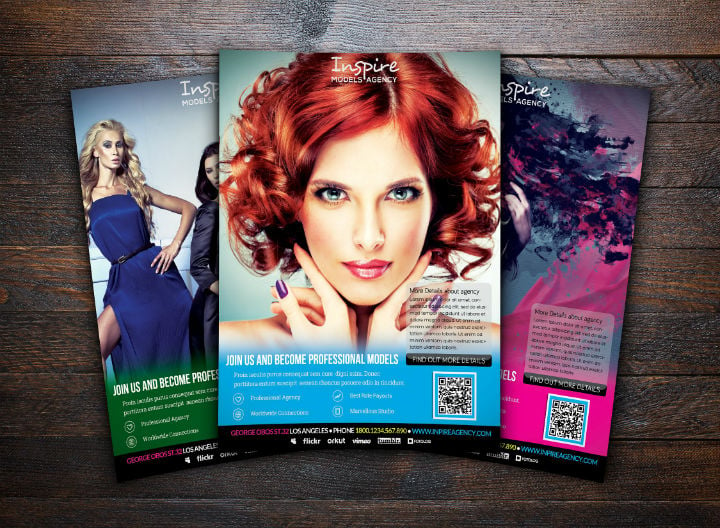 colorful talent agency flyer template
